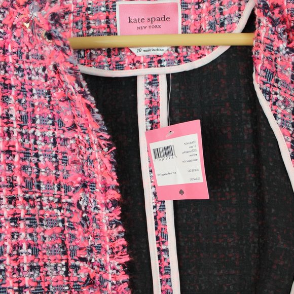 NWT Kate Spade Stud Trim Tweed Jacket - Picture 3 of 12